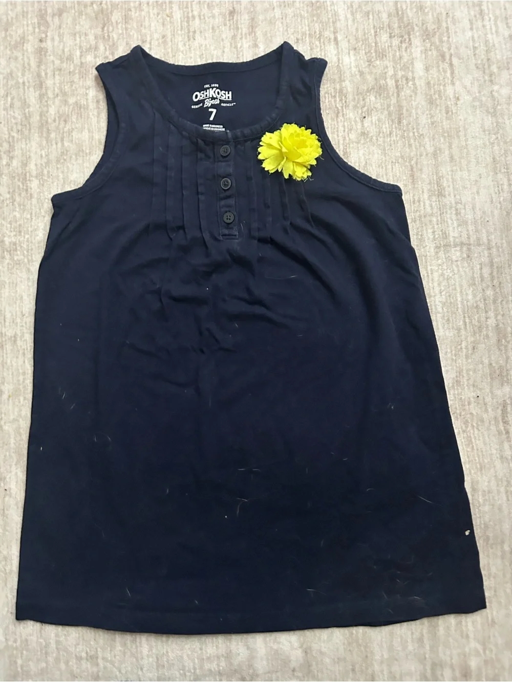 OshKosh B'gosh Navy Tank with Yellow Flower Accent